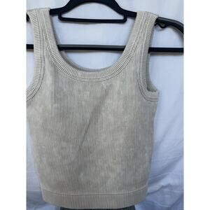 NWT Zenana Ribbed Seamless tank top Natural Beige L/XL Yoga Lounge